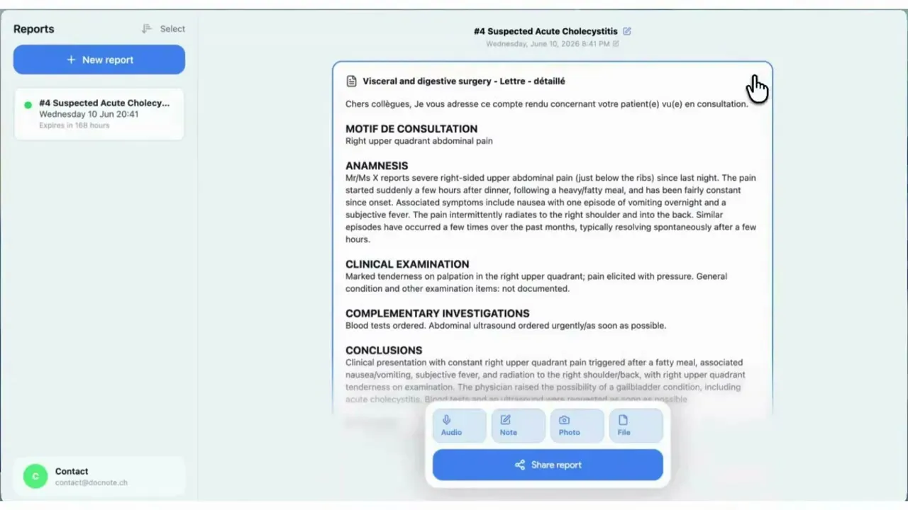 DocNote tutorial (English): record, add context, generate, share